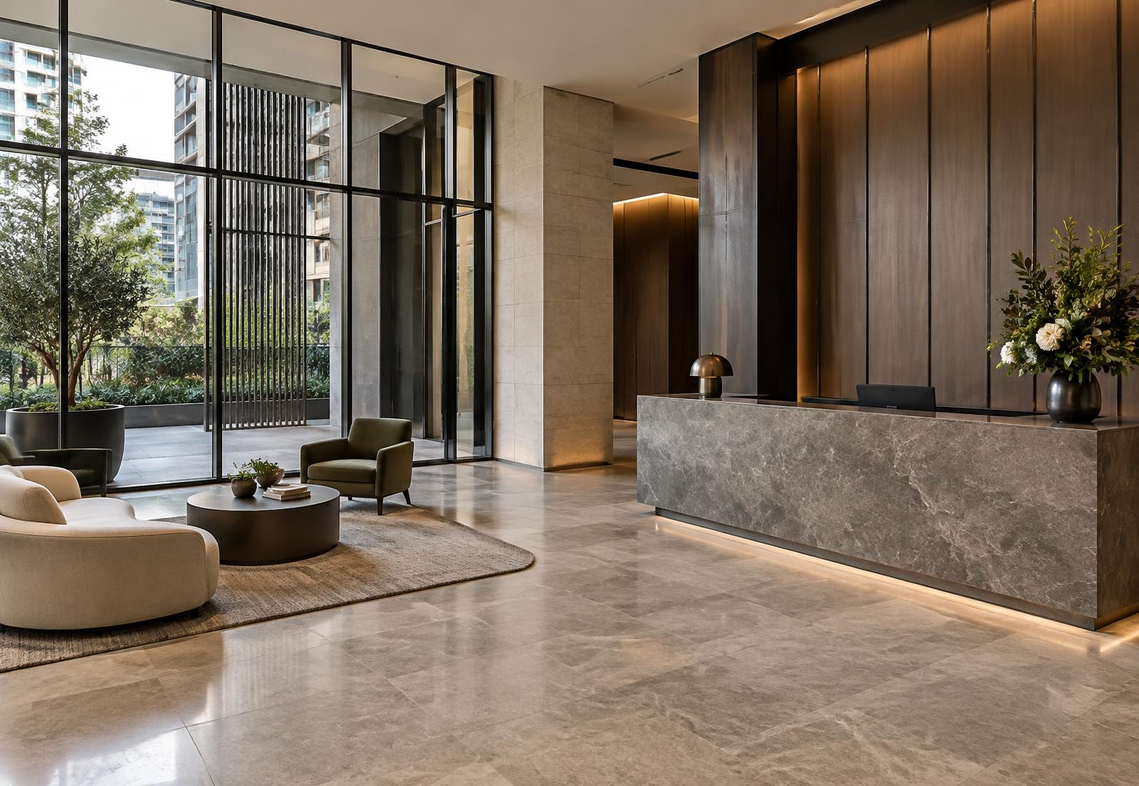 Contemporary residential building lobby